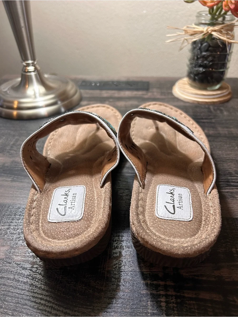 Clarks Artisan Women’s Sandals Boho White Beaded Turquoise